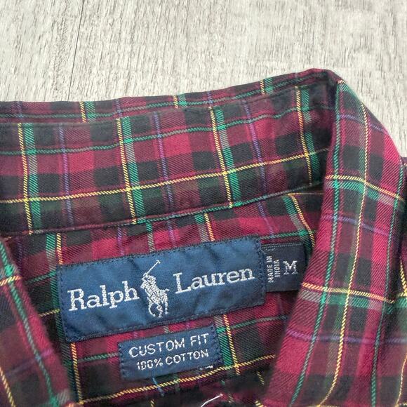 Vintage Polo Ralph Lauren Shirt Men's Medium Red Plaid Check Preppy 90s Flannel - Picture 4 of 7